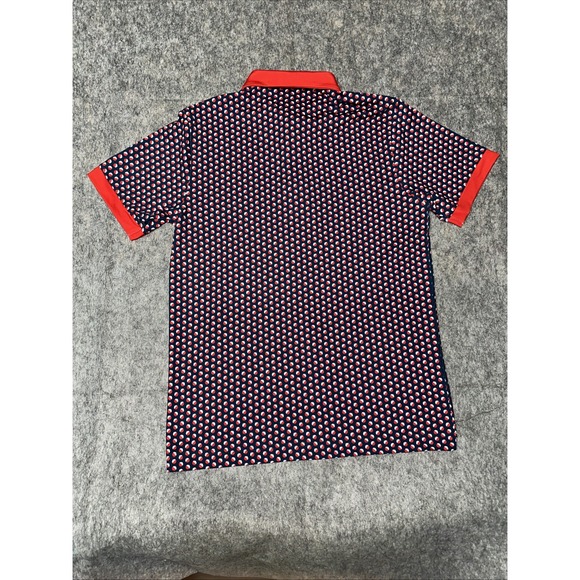 Waggle Men Bobby Golf Polo Size Small with all over Red Bobbers print (005-7) - Picture 6 of 7